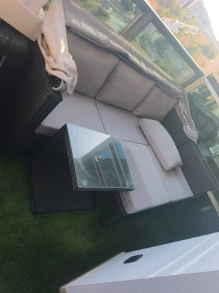 Conjunto Muebles Terraza Ratán y Cristal