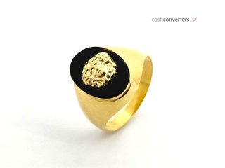 sello oro 18k con piedra con onix