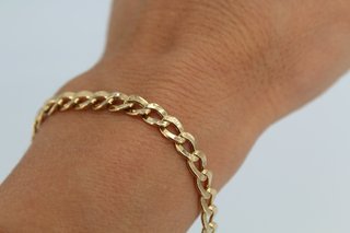Pulsera Barbada Plana Hombre Oro 18k.R:05-00307.