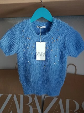 Jersey Zara azul peluche con pedrería
