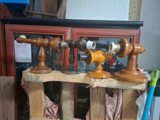 Lote 4 soportes lámparas madera