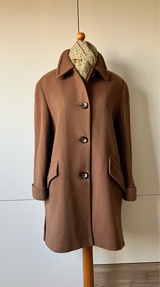 Abrigo de lana Cashmere marrón tierra talla M-L