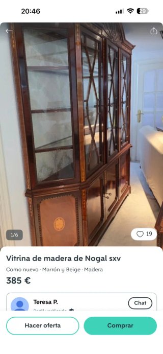 Vitrina Estilo Georgiano de Madera