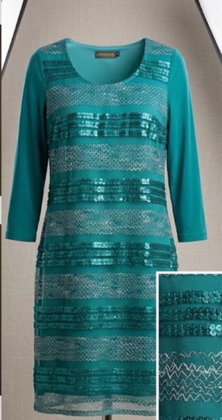 Vestido de fiestde lentejuelas color verde azulado