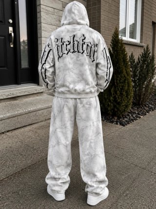 Conjunto chándal urbano gris y blanco