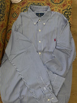 Camisa Ralph Lauren Rayas Azul y Blanca XL