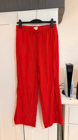 Pantalón de lino rojo H&M