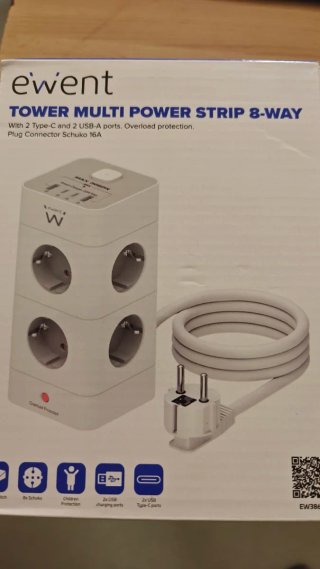 Regleta Vertical Ewent 8 Tomas + 4 USB