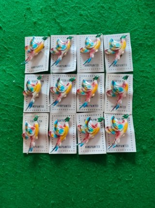Set de 12 Broches de Faisán Pintados a Mano