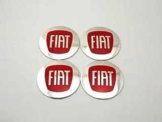 Chapas de centro de rueda Fiat plata y rojo 56 mm