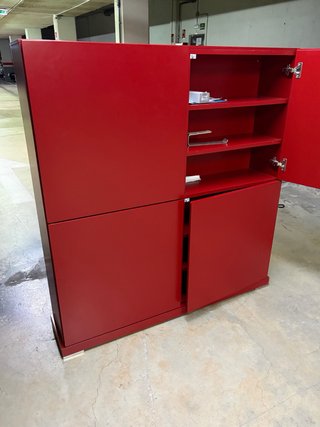 Zapatero /Mueble auxiliar moderno rojo de madera
