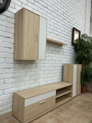 Mueble TV roble + blanco NUEVO oferta.