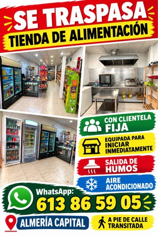 Traspaso tienda de alimentación con cocina amplia