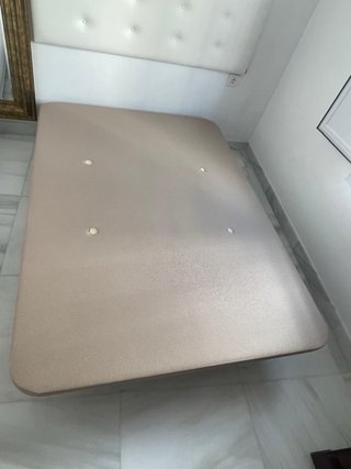 Base tapizada 135cm beige y colchon
