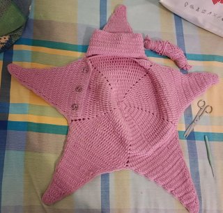 Saco estrella de mar para bebés. Hecho a mano.