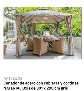 Cenador Naterial Oxis 301x298 cm Gris