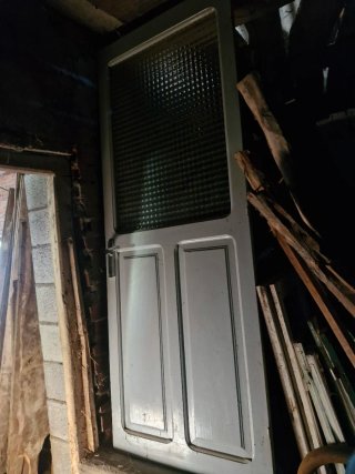 Puerta madera rústica con cristal, 50 unidad