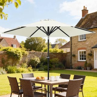 Sombrilla Jardín Ø230 Ajustable Impermeable Crema