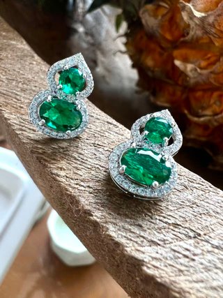 Pendientes Calabaza Vintage Lujo Esmeralda