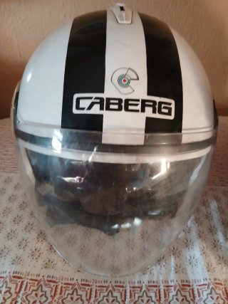 Casco Jet CABERG Blanco y Negro Talla S 55-56 cm.