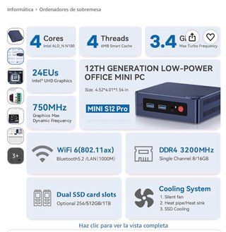 Mini PC Beelink Mini S12 Pro 16GB 500GB SSD
