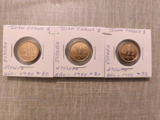 3 Monedas 1 Peseta Juan Carlos I (1980* 80,81,82)