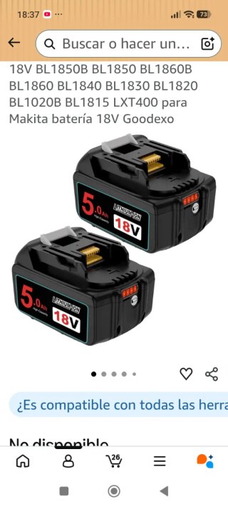 2 Baterías 18V 5.0Ah para Makita