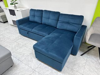 Sofá Chaise Longue Azul con Almacenaje