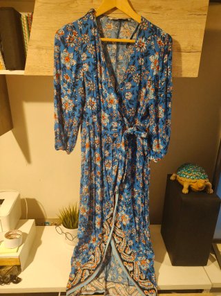 Vestido Zara Estampado Floral Azul