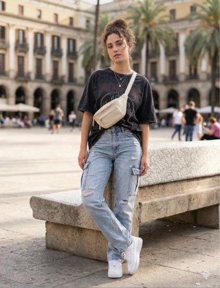 Riñonera beige Pull&Bear