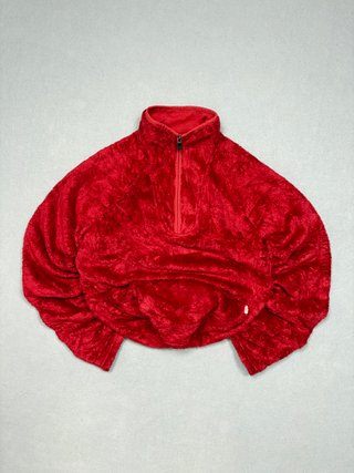 The North Face forro polar peluche rojo talla M