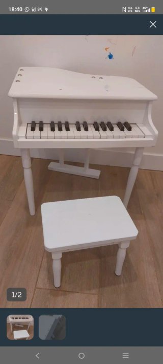 Piano Infantil Blanco con Taburete