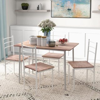 Conjunto de Comedor 1 Mesa y 4 Silla Pies Acero