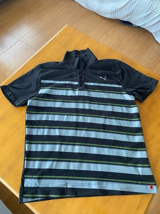 Polo Puma Negro a Rayas Talla L