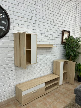 Mueble TV roble + blanco NUEVO oferta.