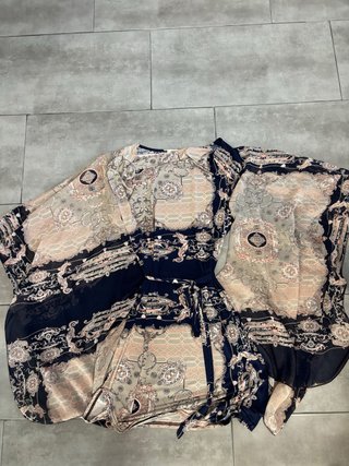 Kimono Estampado Azul y Beige