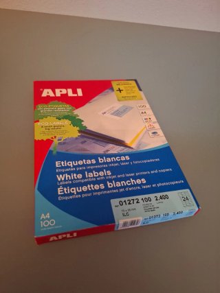 100 Hojas A4 Etiquetas Adhesivas APLI