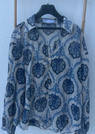 Blusa Zara Estampada Tonos Azules