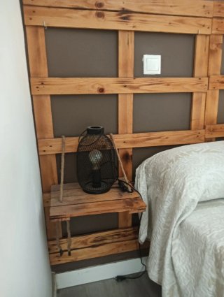 Cabecero Cama Palets + 2 Mesitas Colgantes