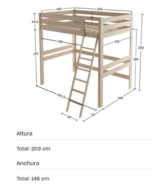 Cama elevada de madera