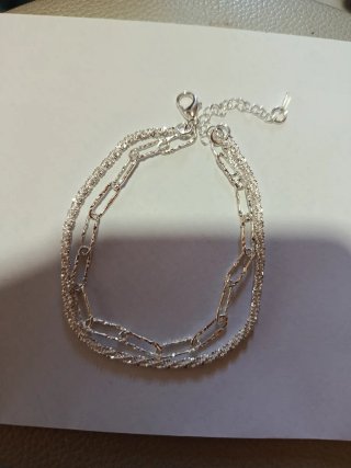 Pulsera doble cadena plateada