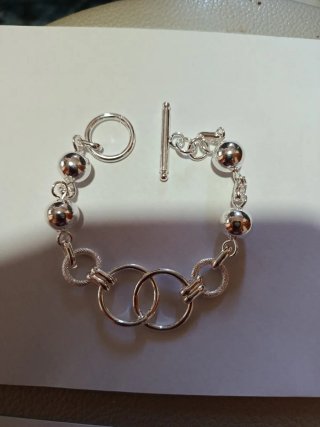 Pulsera eslabones y bolitas plata