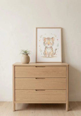 Cuadro Infantil con Ilustración de Tigre