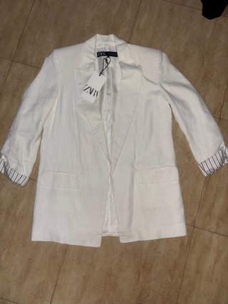 Blazer lino blanco Zara