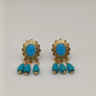 Pendientes Vintage Chapado Oro y Turquesa