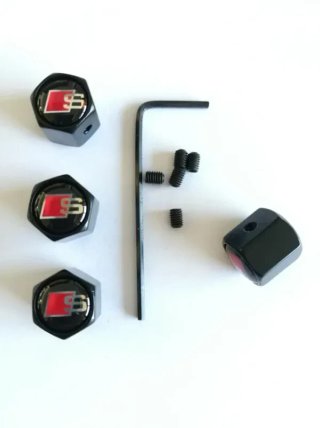 Tapones válvulas Audi S-line negros antirrobo