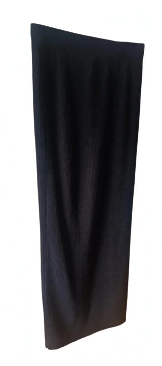 Falda midi canalé negra XL