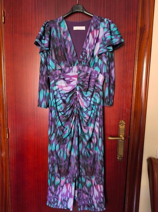 Vestido Magnolia Kobus púrpura y turquesa