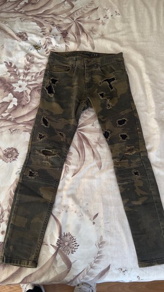 Pantalones Vaqueros Camuflaje Rotos