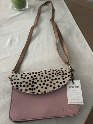 Bolso Soruka Piel Rosa y Beige